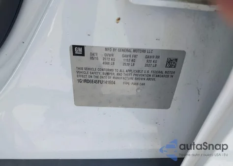 2015 Chevrolet Volt из США, поврежденный, VIN 1G1RD6E45FU141604